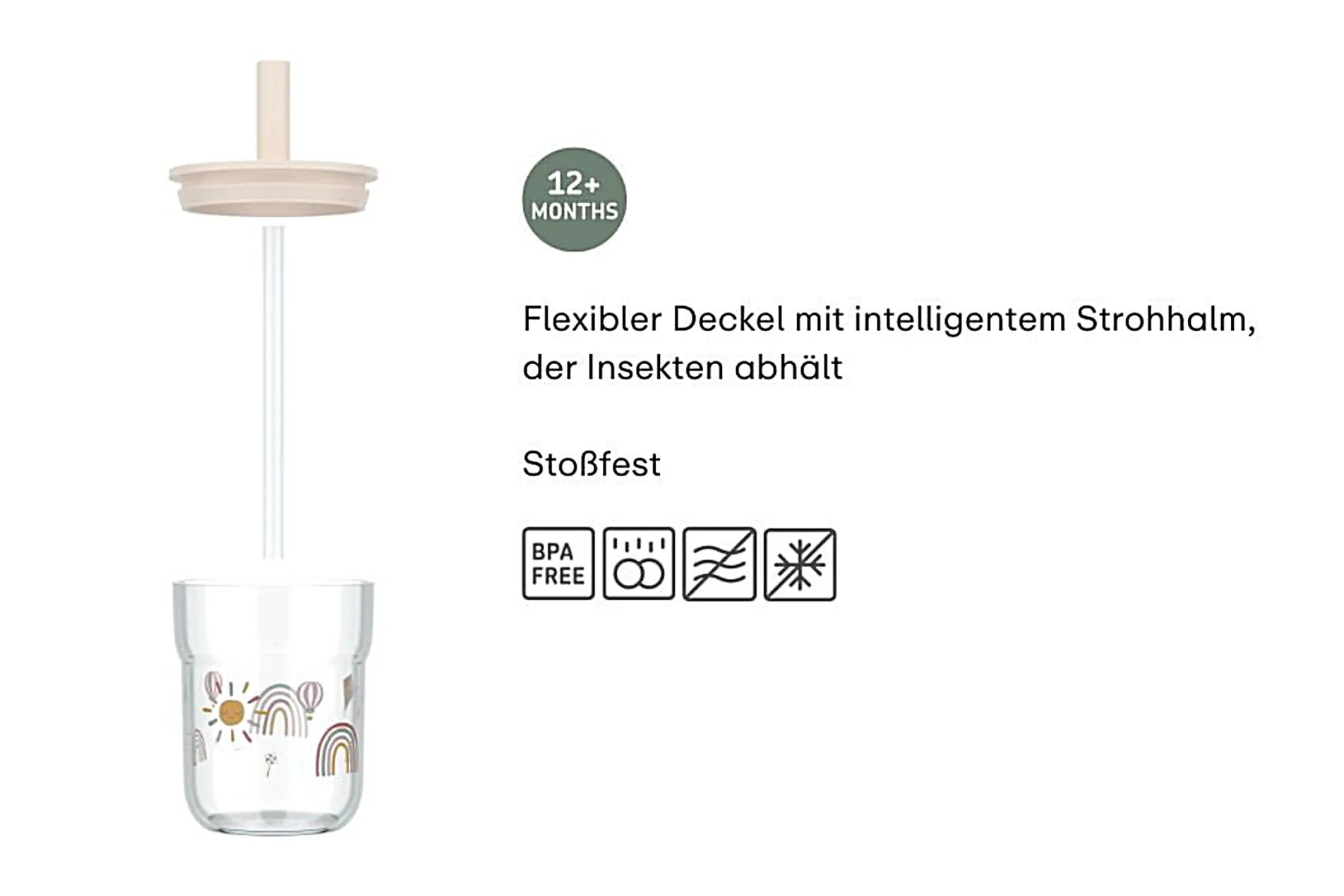 Mepal Kinder-Trinkglas Mio 250 ml mit Strohhalm - Little Farm Kleine Farm Discount