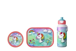 Mepal Lunchset Campus (Pop-up-Trinkflasche, Brotdose & Fruchtbox) - Unicorn New