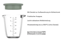 Mepal Messbecher Chef It Glas 500 ml mit Deckel - Chalk Discount