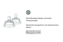 Mepal Set Flaschensauger Mio 2-teilig Medium Flow - transparent