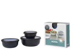 Mepal Set Multischüssel Cirqula flach, 3-teilig 350+750+1250 ml) - Nordic black Best