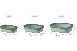 Mepal Set Multischüssel Cirqula rechteckig flach 3-teilig (500+1000+2000 ml) - Nordic black