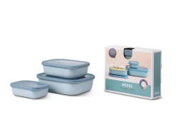 Mepal Set Multischüssel Cirqula rechteckig flach 3-teilig (500+1000+2000 ml) - Nordic blue