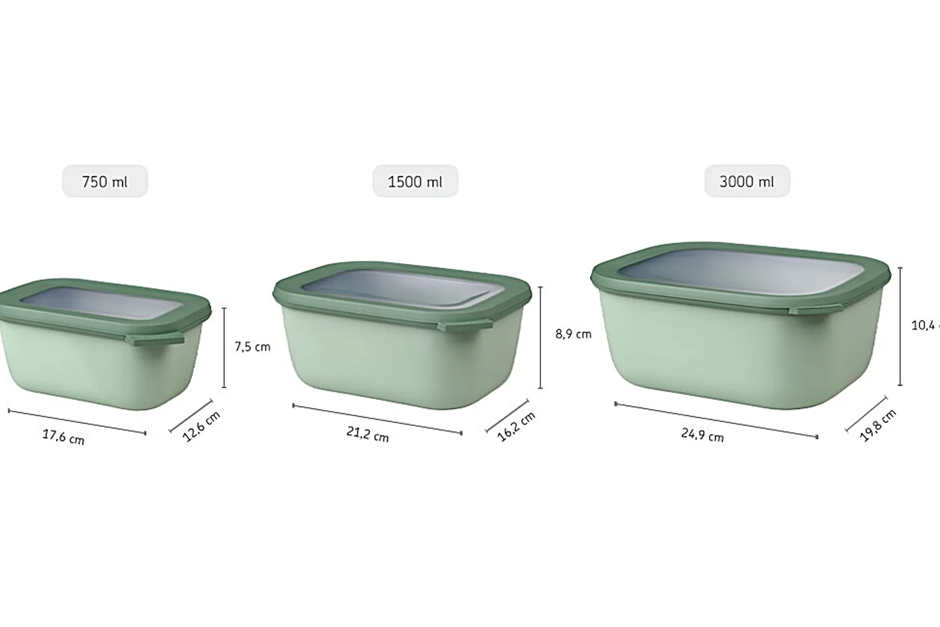 Mepal Set Multischüssel Cirqula rechteckig hoch 3-teilig (750+1500+3000 ml) - Nordic blue Outlet